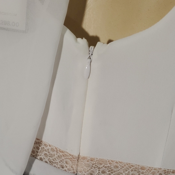 New WT BCBGMaxAzria White High Low Handkerchief Hem Chiffon Dress Size M - Picture 7 of 13